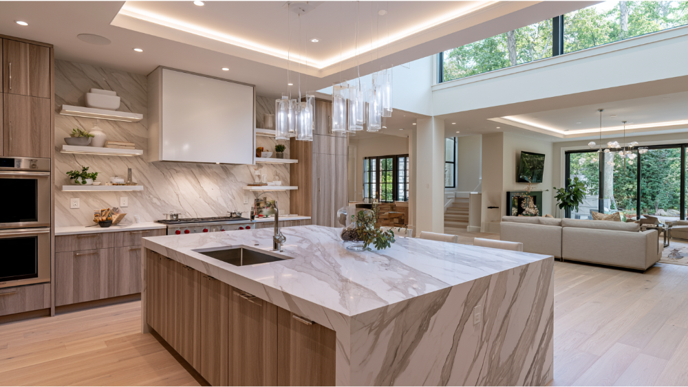 Beautiful modern kitchen showcasing functional layout, custom cabinetry, layered lighting, and premium finishes.