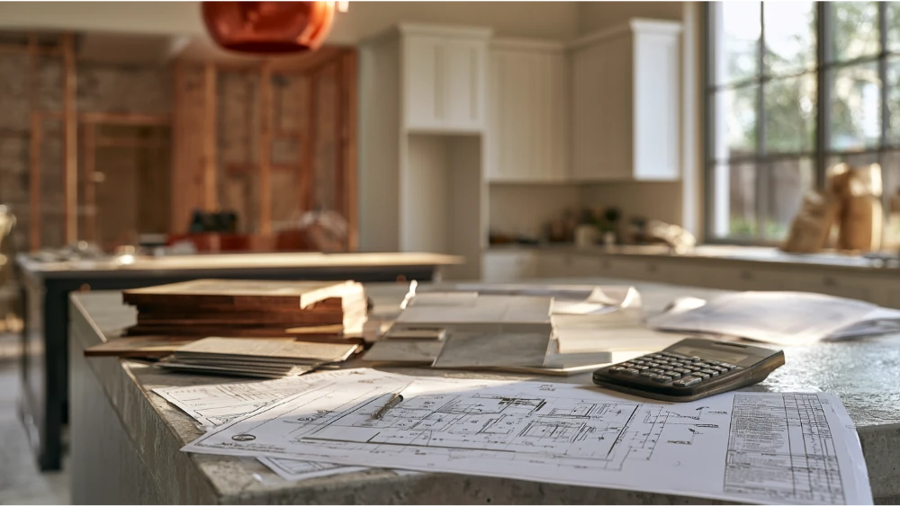 Detailed kitchen renovation planning with layouts, measurements, timelines