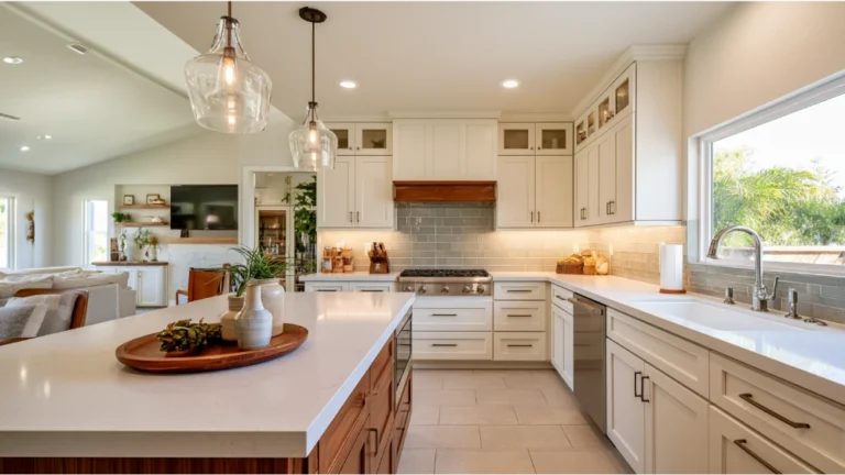 Modern kitchen with refreshed cabinets showing a professional cabinet remodeling result